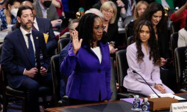 U.S. Supreme Court nominee Judge Ketanji Brown Jackson is sworn-in during her confirmation hearing before the Senate Judiciary Committee in the Hart Senate Office Building on Capitol Hill March 21 in Washington