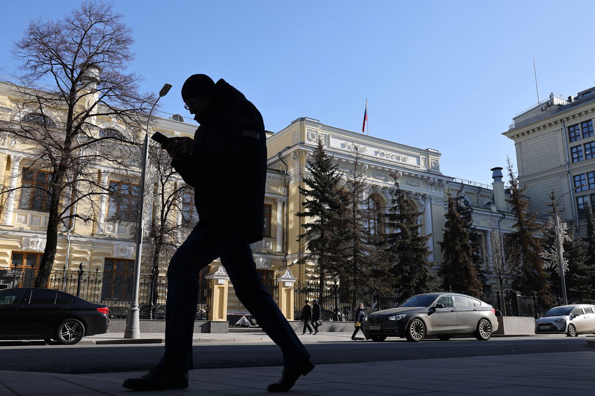 <i>Andrey Rudakov/Bloomberg/Getty Images</i><br/>Sanctions have sharply raised chance of a Russian default. Pictured are the headquarters of Bank Rossii
