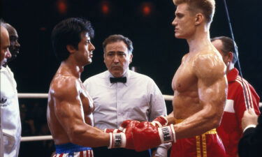 Sylvester Stallone and Dolph Lundgren in the 1985 film "Rocky IV."