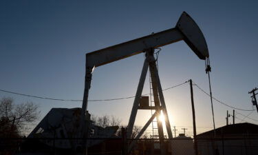 An oil pumpjack pulls oil from the Permian Basin oil field on March 14