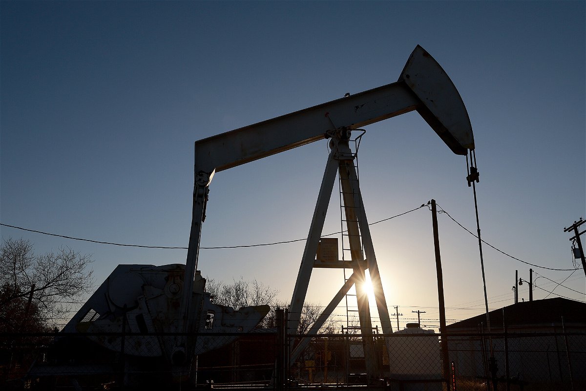 <i>Joe Raedle/Getty Images</i><br/>An oil pumpjack pulls oil from the Permian Basin oil field on March 14