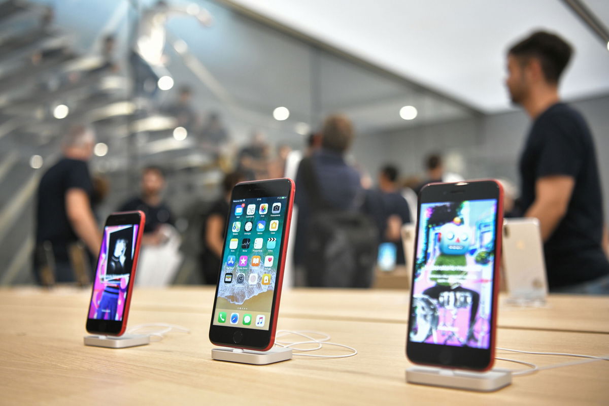 <i>Piero Cruciatti/AFP/Getty Images</i><br/>iPhones on display at the Apple Store Liberty in Milan
