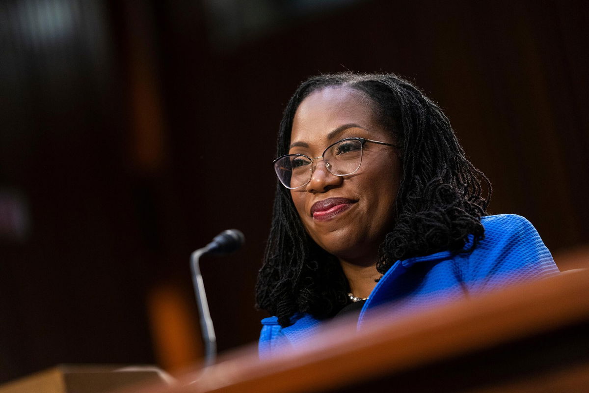 <i>Sarah Silbiger for CNN</i><br/>Judge Ketanji Brown Jackson testifies before the Senate Judiciary Committee on the third day of her confirmation hearing to join the United States Supreme Court on Capitol Hill in Washington