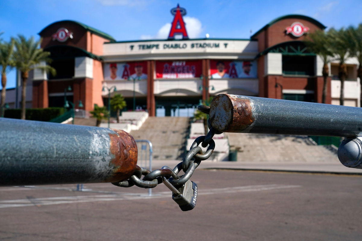 <i>Ross D. Franklin/AP</i><br/>Spring training games would normally be played now at the Los Angeles Angels' Tempe Diablo Stadium.