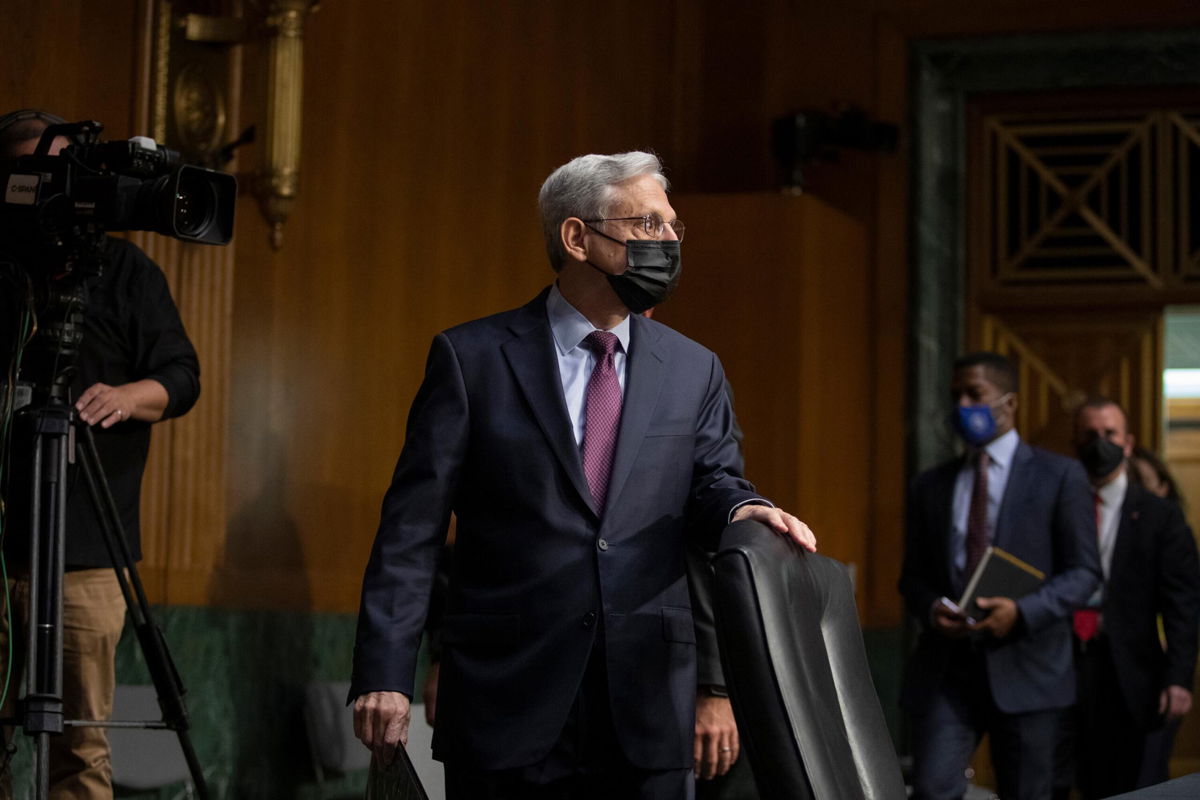 <i>Tom Brenner/Pool/Getty Images</i><br/>US Attorney General Merrick Garland walks into the hearing room ahead of a Senate Judiciary Committee hearing on October 27