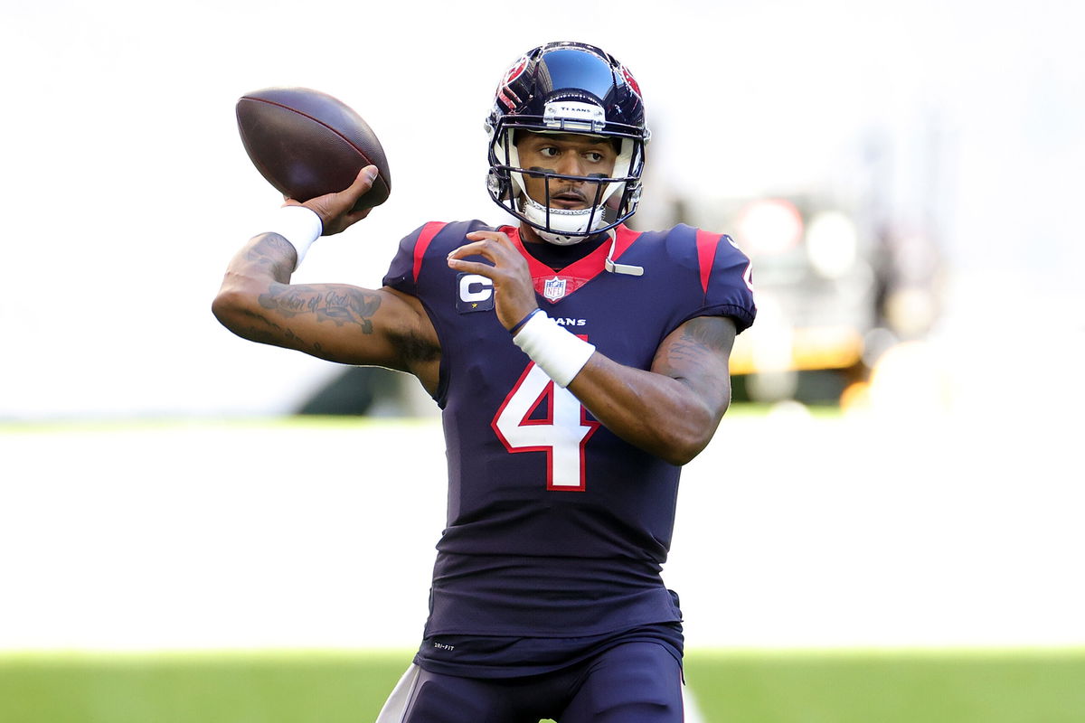 <i>Carmen Mandato/Getty Images</i><br/>The Cleveland Browns are defending their signing of quarterback Deshaun Watson. Watson is seen here at NRG Stadium in Houston