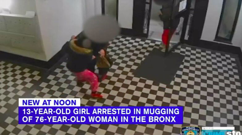 <i>NYPD/WABC</i><br/>The 76-year-old victim was violently thrown to the ground as she clung to her purse.