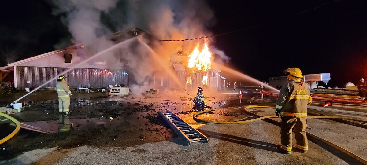 <i>East Conway Volunteer FD/WMTW</i><br/>Firefighters from several departments in Maine helped battle a massive fire that destroyed a butcher shop and meat market in Center Conway