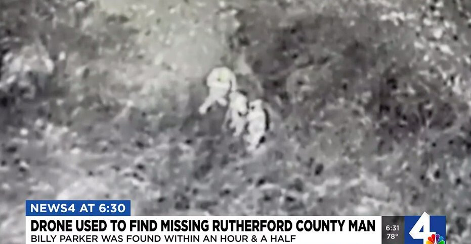 <i>Rutherford County Fire/WSMV</i><br/>Rutherford county fire rescue’s drone was used on Thursday to locate Billy Parker..