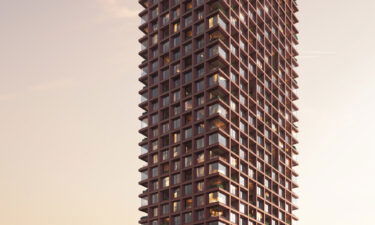 The 100-meter-tall construction will follow a system which replaces a concrete core with wood.