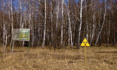 Signs warn against entering the Red Forest around Chernobyl