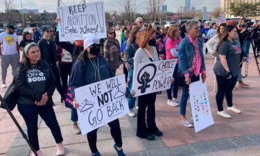 Abortion rights advocates gather outside the Oklahoma Capitol on Tuesday