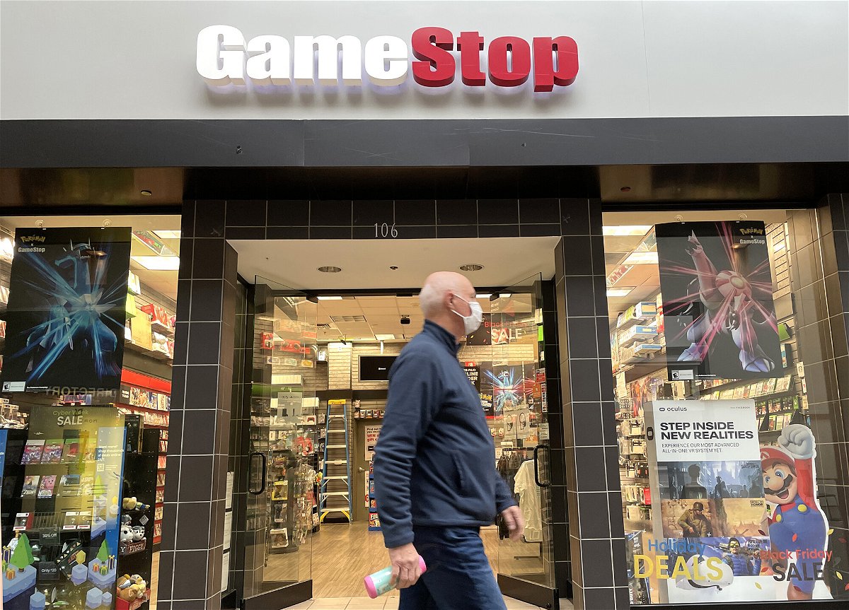 <i>Justin Sullivan/Getty Images</i><br/>GameStop wants to make shares more affordable for meme stock lovers. A mall visitor is seen walking by a GameStop store in December 2021 in San Rafael