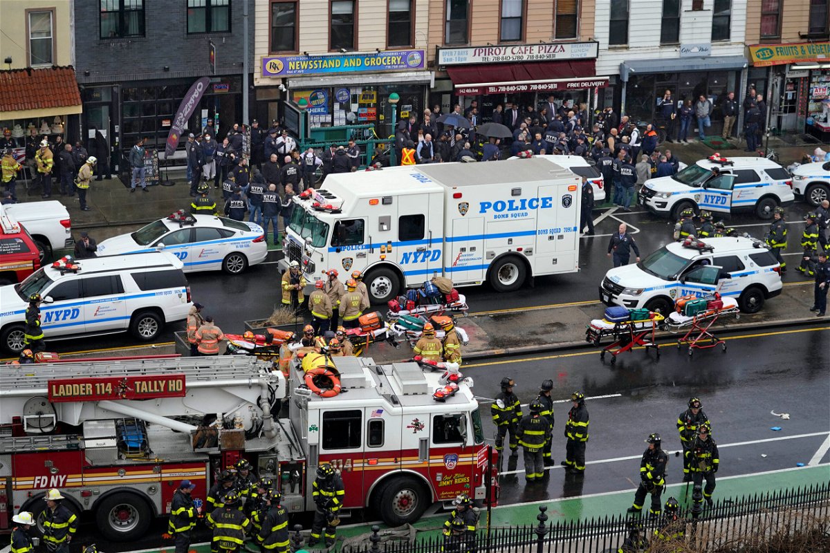 <i>John Minchillo/AP</i><br/>A gunman opened fire in a Brooklyn subway car Tuesday morning