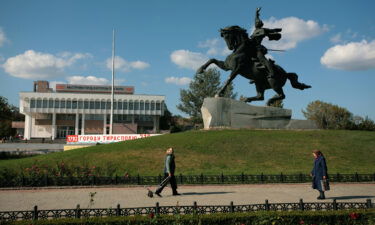 Pictured is the statue of Alexander Suvorov