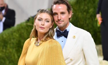 Maria Sharapova and fiancée Alexander Gilkes arrive for the 2021 Met Gala. Sharapova announces she is pregnant on her 35th birthday.