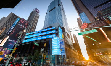 A view of the exterior of The Morgan Stanley Headquarters in Times Square in New York City