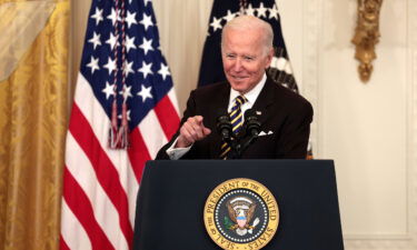 President Joe Biden delivers remarks during an event for the National and State Teachers of the Year in the East Room of the White House on April 27