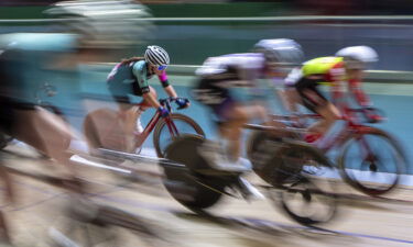 Racers in the Womens Scratch race during the 2022 British National Cycling Championships Day Three at the Geraint Thomas National Velodrome of Wales.