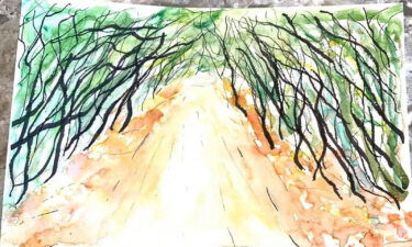 A painting of live oak trees in Maritime forest was in the bottle Victoria Kay sent.