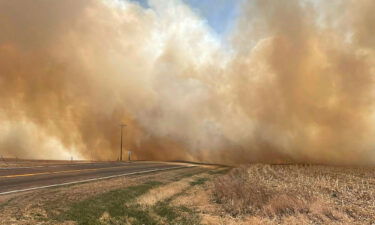 Smoke from a wildfire seen from near Cambridge