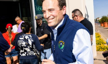 Adam Laxalt arrives for a campaign event with Ron DeSantis at Stoney's Rockin' Country in Las Vegas on April 27