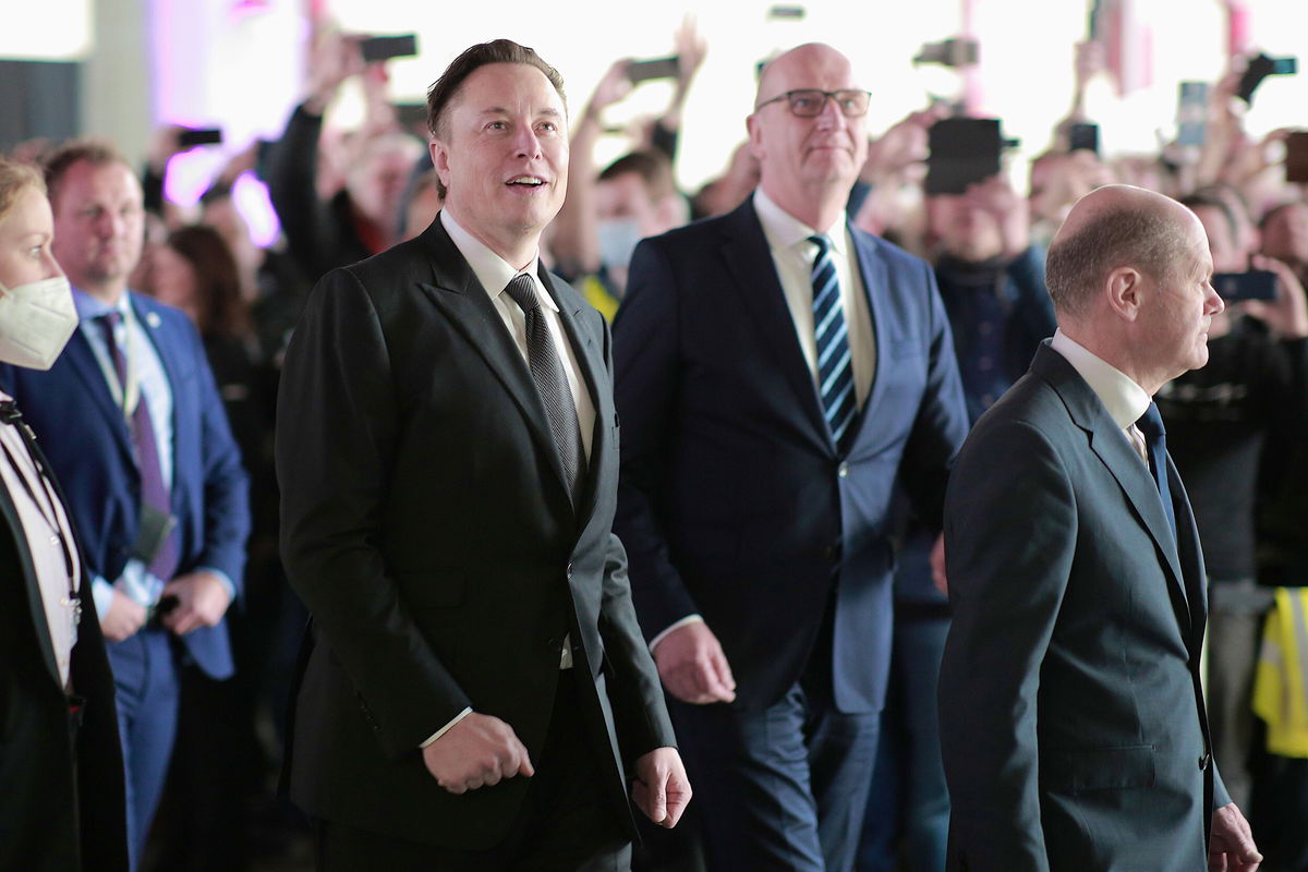 <i>Christian Marquardt/Pool/Getty Images</i><br/>Tesla CEO Elon Musk attend the official opening of the new Tesla electric car manufacturing plant on March 22