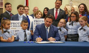 Florida Gov. Ron DeSantis signs the Parental Rights in Education bill at Classical Preparatory school Monday