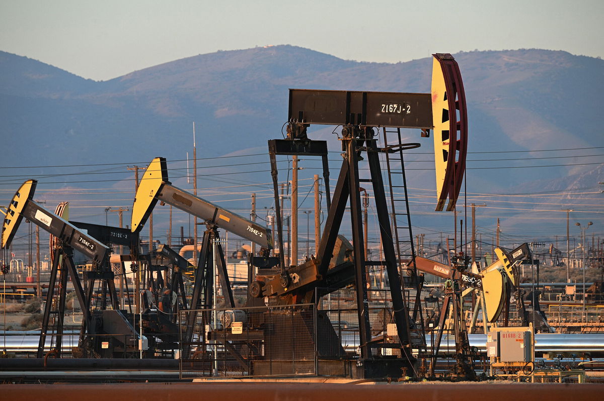 <i>Robyn Beck/AFP/Getty Images</i><br/>Active pump jacks are pictured on February 26 in Kern County