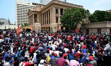 Activists protest outside President Gotabaya Rajapaksa's office in Colombo