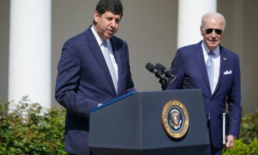 President Joe Biden is seen here with Steve Dettelbach