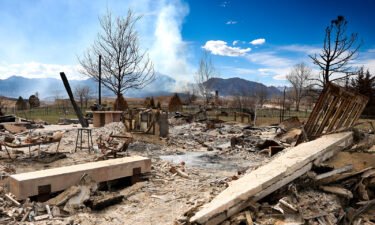 Seen here are the remains of a home destroyed in the Marshall Fire in Colorado in December 2021. A lawsuit has been filed against Xcel Energy Inc. alleging its power lines and equipment "were a substantial factor" in the fire.