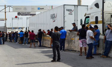 Mexican truck drivers block the Pharr-Reynosa International Bridge connecting the city of Reynosa to McAllen