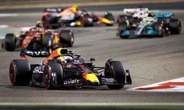 Max Verstappen (1) with the Oracle Red Bull Racing RB18 Honda on track during the Bahrain F1 Grand Prix at the Bahrain International Circuit on March 20 in Bahrain.