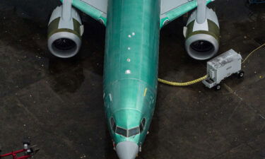 A Boeing 737 Max airplane sits parked at the company's production facility on November 18