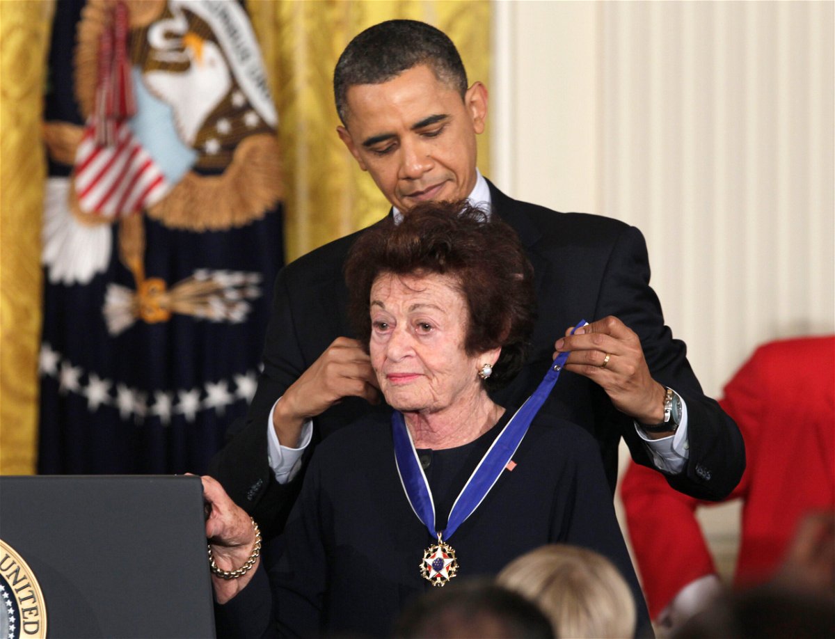 <i>Carolyn Kaster/AP</i><br/>President Barack Obama is pictured presenting Gerda Weissmann Klein the 2010 Presidential Medal of Freedom in February 2011. Gerda Weissmann Klein