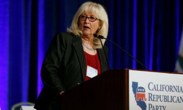 Assembly minority leader Connie Conway (R-Tulare) speaks on stage during the California Republican Party Spring Convention in Burlingame