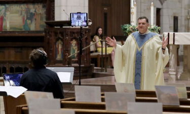 Rev. Brian X. Needles delivers Easter Sunday Mass via livestream on April 12