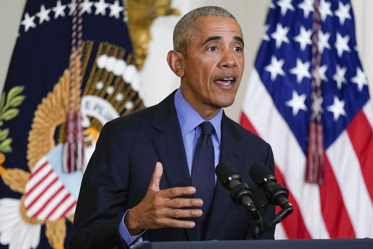 <i>Carolyn Kaster/AP</i><br/>Former President Barack Obama spoke at length about the war in Ukraine on Wednesday.