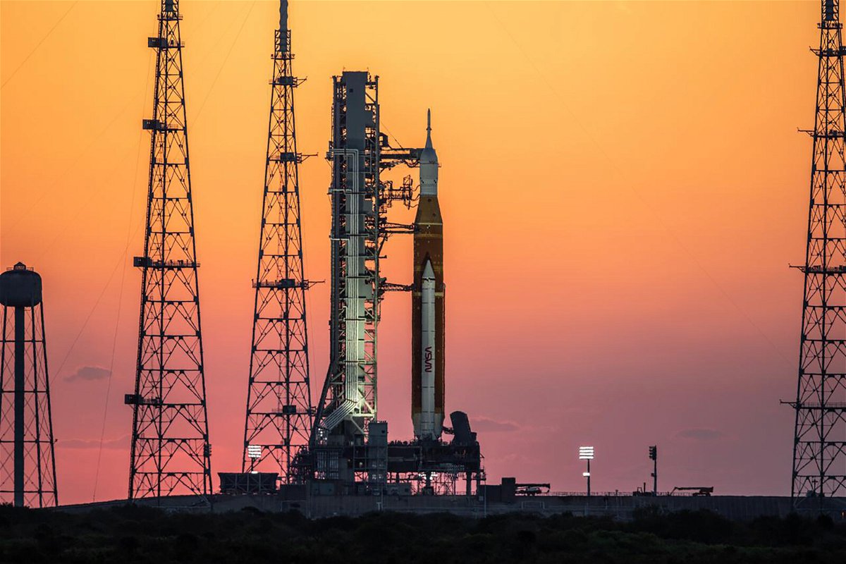 <i>NASA/Ben Smegelsky</i><br/>It's time for the NASA Artemis I moon mission's big test. The Artemis I rocket stack can be seen at sunrise on March 21 at Kennedy Space Center in Florida.