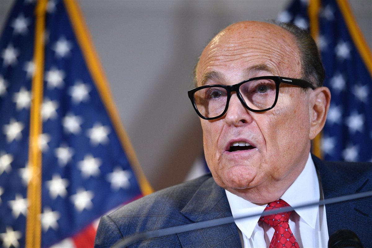 <i>MANDEL NGAN/AFP via Getty Images</i><br/>Trump's personal lawyer Rudy Giuliani speaks during a press conference at the Republican National Committee headquarters in Washington