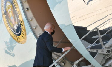 US President Joe Biden boards Air Force One before departing from Joint Base Andrews in Maryland on April 19