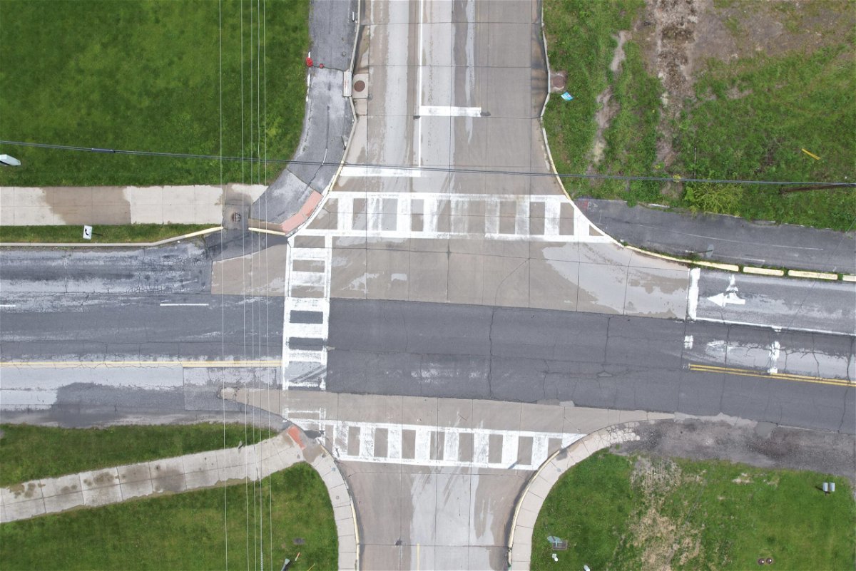 An aerial view of the intersection of Liberty Lane and Henry Clay Boulevard in Ashland.