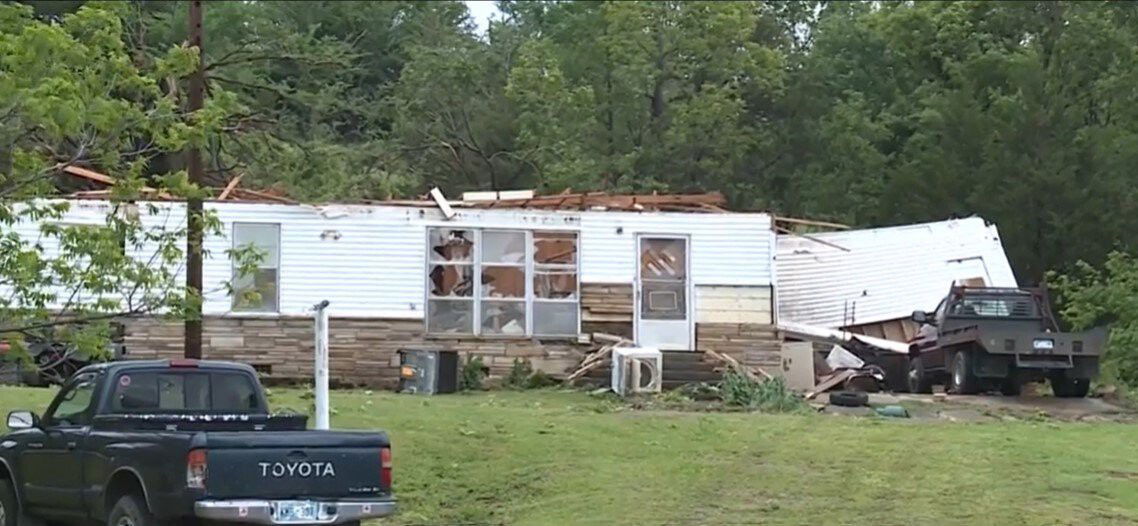<i>KHBS/KHOG</i><br/>Monroe woman says a tornado went right over her on May 2.