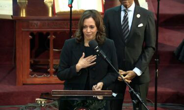 Vice President Kamala Harris speaks at the funeral service for Ruth Whitfield in Buffalo