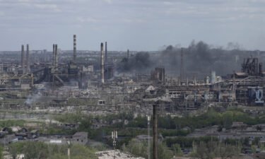 A view shows the Azovstal steel plant in the city of Mariupol on May 10