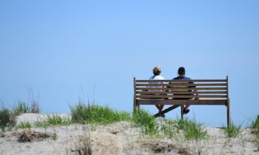 A couple gazes towards the ocean on May 30 in Atlantic City