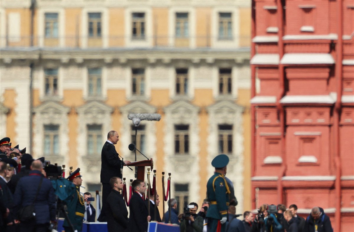 <i>Evgenia Novozhenina/Reuters</i><br/>Russian President Vladimir Putin delivers a speech during a military parade on Victory Day