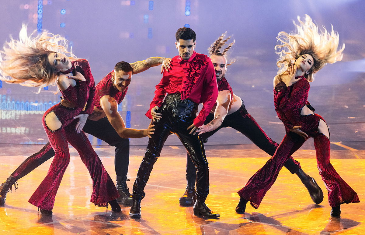 <i>Jens Büttner/picture alliance/Getty Images</i><br/>WRS from Romania performs at dress rehearsal for the second round of semifinals at the Eurovision Song Contest in Turin