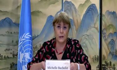 United Nations High Commissioner for Human Rights Michelle Bachelet at an online press conference in Guangzhou